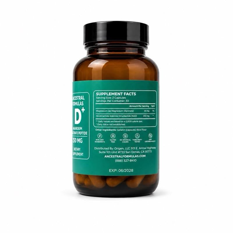 Ancestral Formulas NAD+ 250 MG Nicotinamide Adenine Dinucleotide 60 Capsules Dietary Supplement