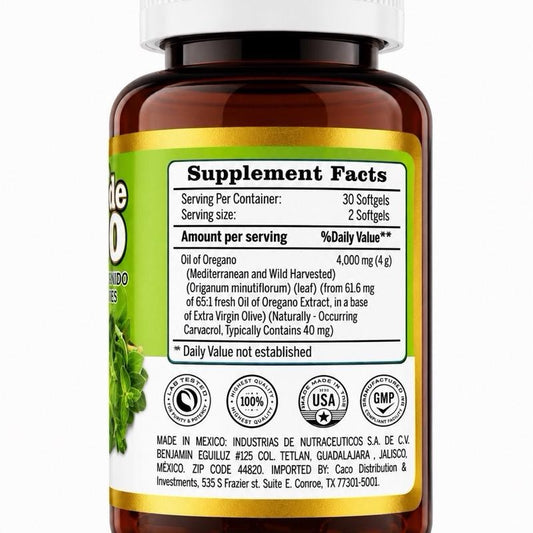Oregano Oil Softgels, 200mg Dietary Supplement for Immune Support (60 count)
