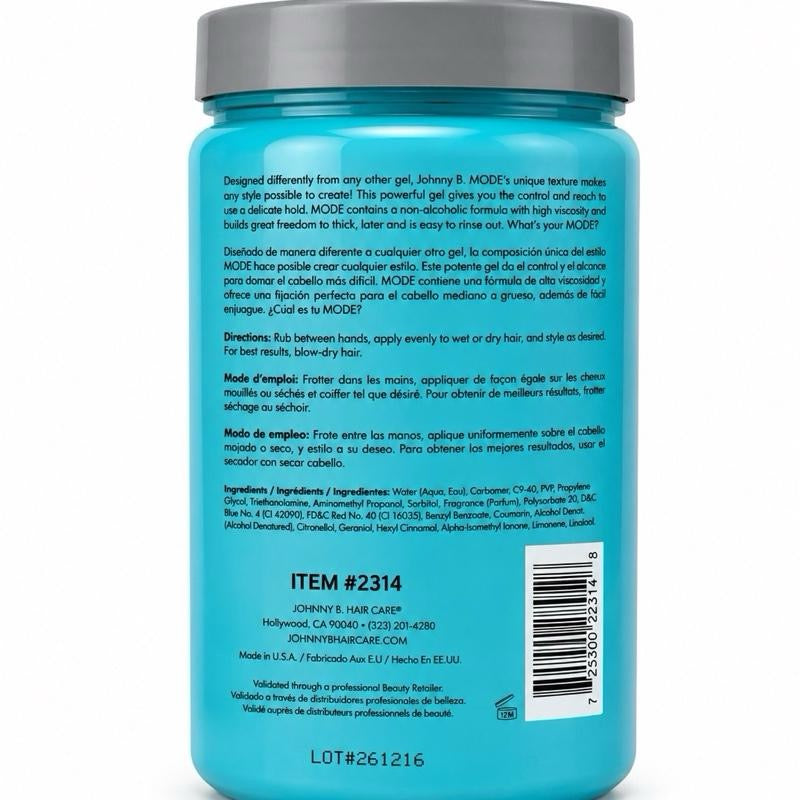 Johnny B Mode Styling Gel - Long-Lasting Wear, No Flaking, (32oz)