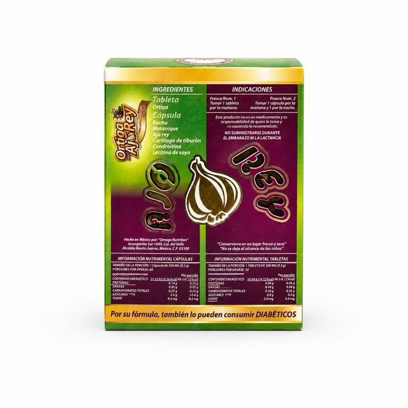 Ortiga más Ajo Rey - Omega 3 & 6 - 36 Tablets - 500 mg - for Arthritis Pain, Rheumatism, Gout, Osteoarthritis, n