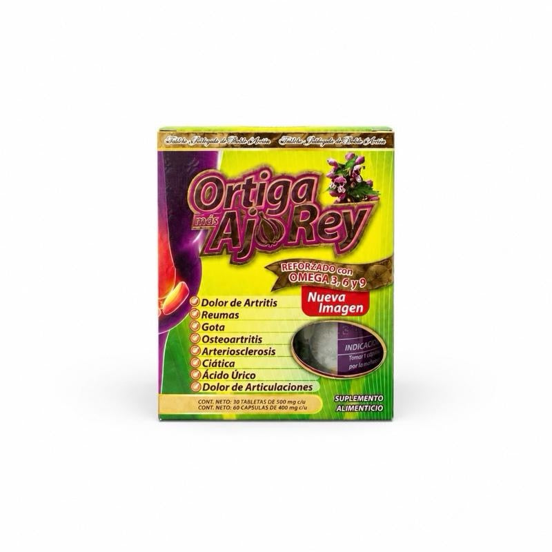 Ortiga más Ajo Rey - Omega 3 & 6 - 36 Tablets - 500 mg - for Arthritis Pain, Rheumatism, Gout, Osteoarthritis, n