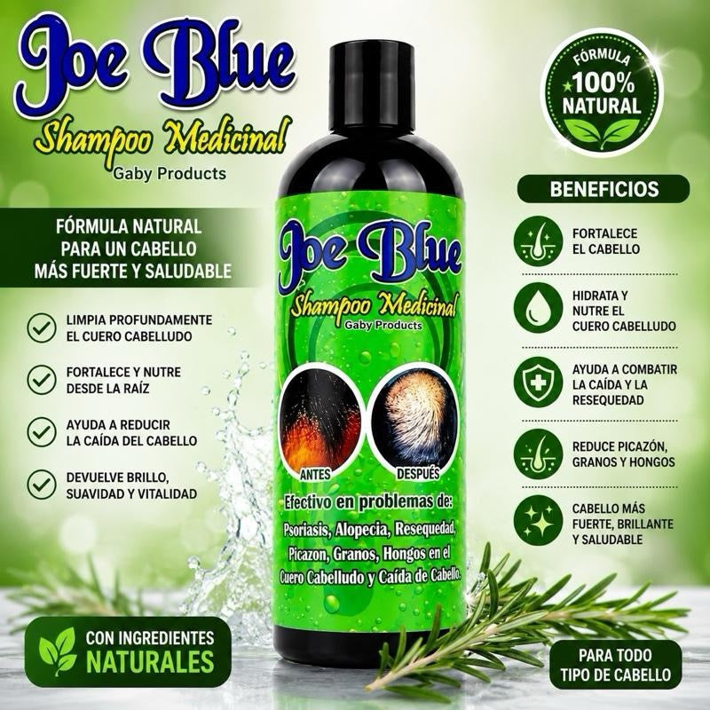 Joe Medicinal Blue Shampoo for Dandruff, Dry Scalp, and Hair Loss
