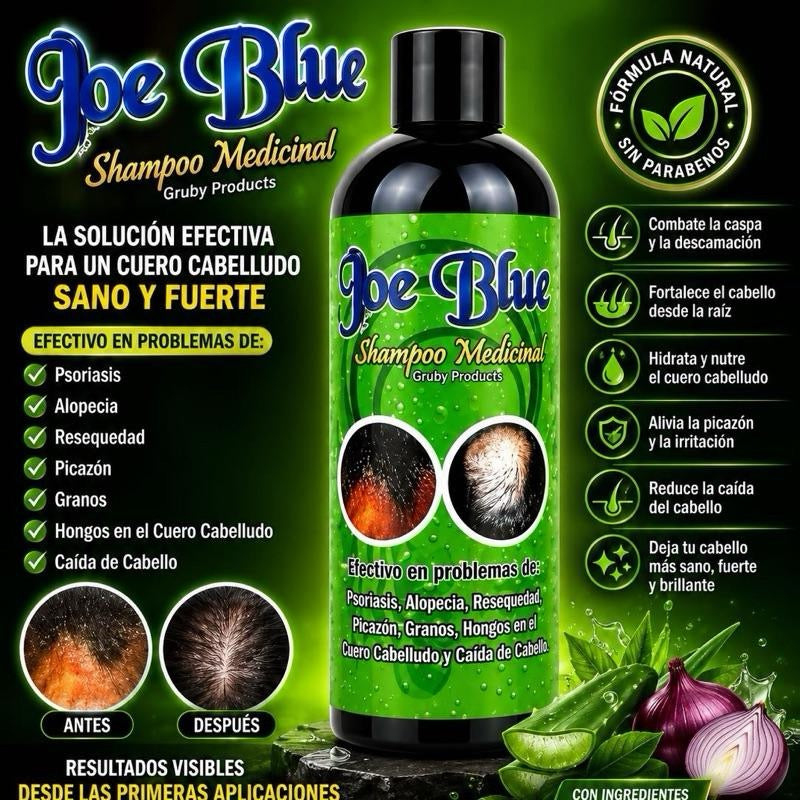 Joe Medicinal Blue Shampoo for Dandruff, Dry Scalp, and Hair Loss