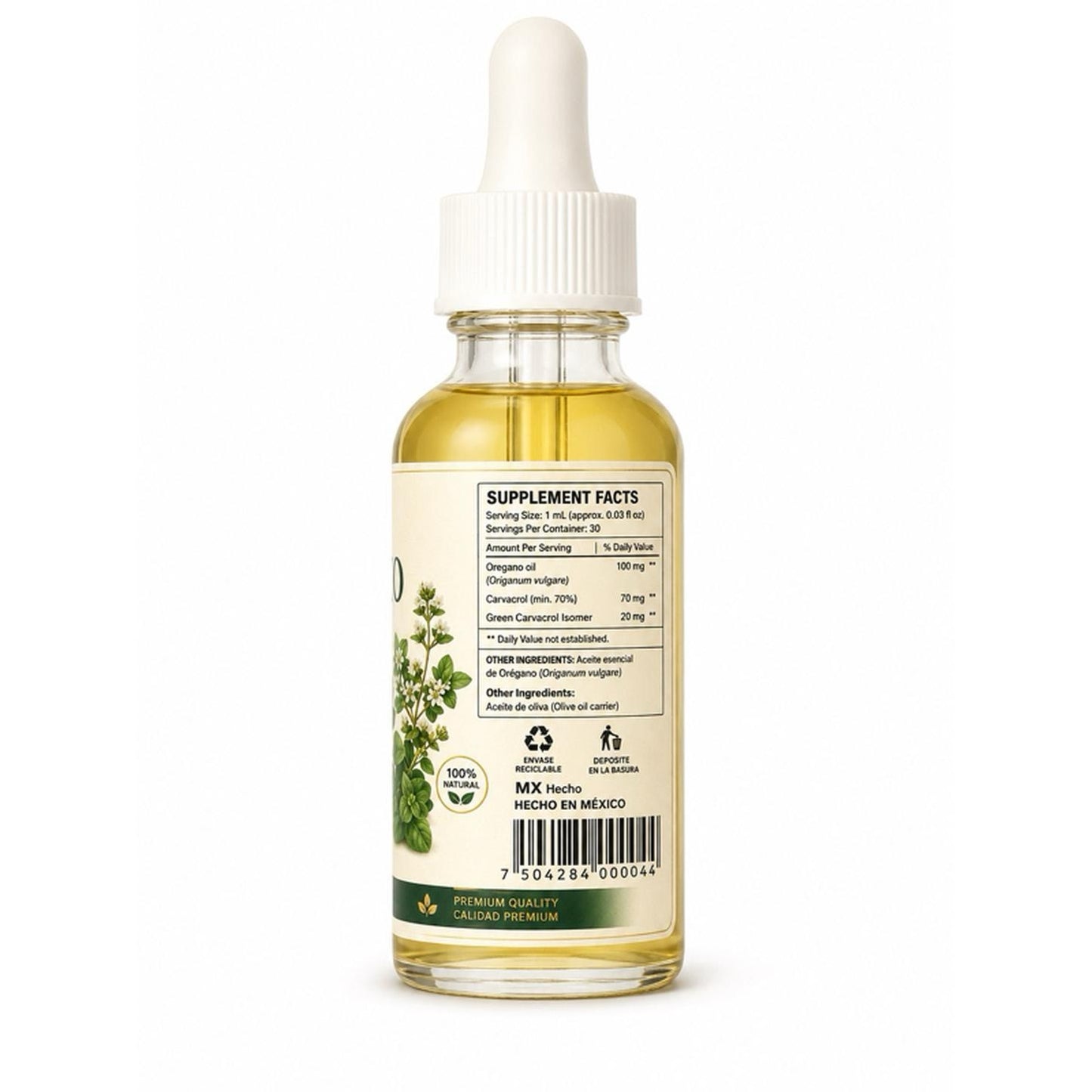 Nutricion+Vida Oregano Oil 30ml - 100% Pure and Natural Essential Oil for Health and Wellness