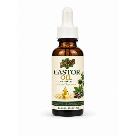 Nutricion+Vida Castor Oil 30ml - 100% Pure Natural Ricino Oil for Health & Wellness