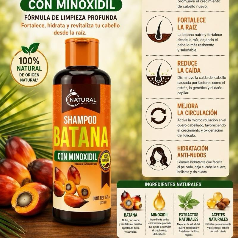 NATURAL Batana con Minoxidil Shampoo Nourishing Haircare Cleanser 16oz