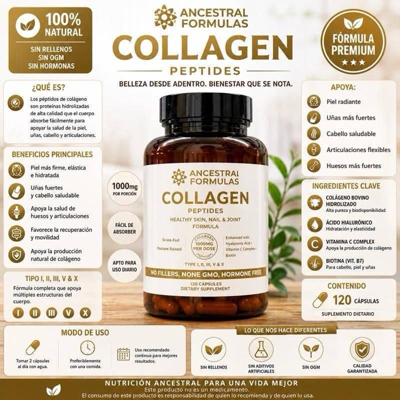 Ancestral Formulas Collagen Peptides for Healthy Skin Nail & Joint Formula 120 Capsules