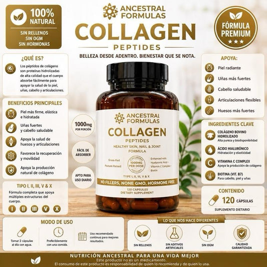 Ancestral Formulas Collagen Peptides for Healthy Skin Nail & Joint Formula 120 Capsules