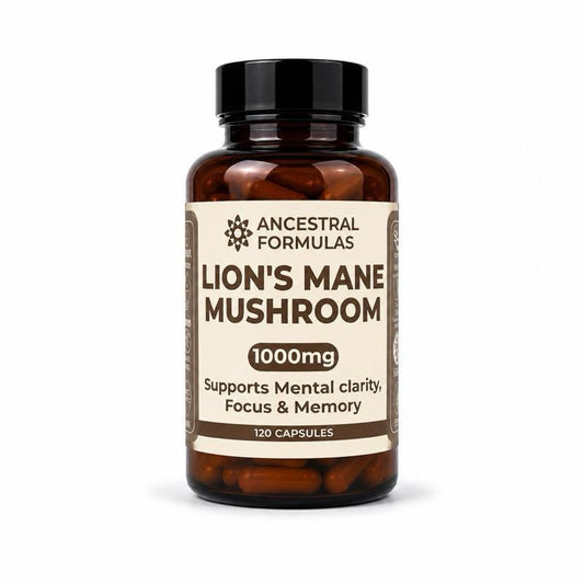 Ancestral Formulas Lion's Mane Mushroom 1000mg - 120 Capsules for Mental Clarity Focus & Memory Support Healthcare Natural