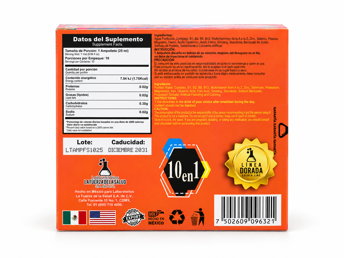 10-in-1 Vitamin Vials – 10 Count Pack, Multi-Vitamin Liquid Vials, Convenient Individual Servings for Daily Wellness Support