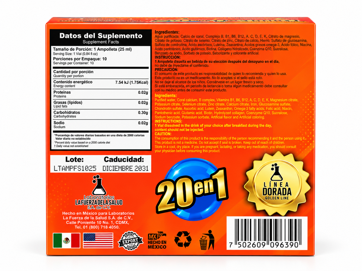 20-in-1 Vitamin Vials – 10 Count Pack, 25 mL Each, Liquid Multivitamin Supplement for Daily Wellness and Nutritional Support