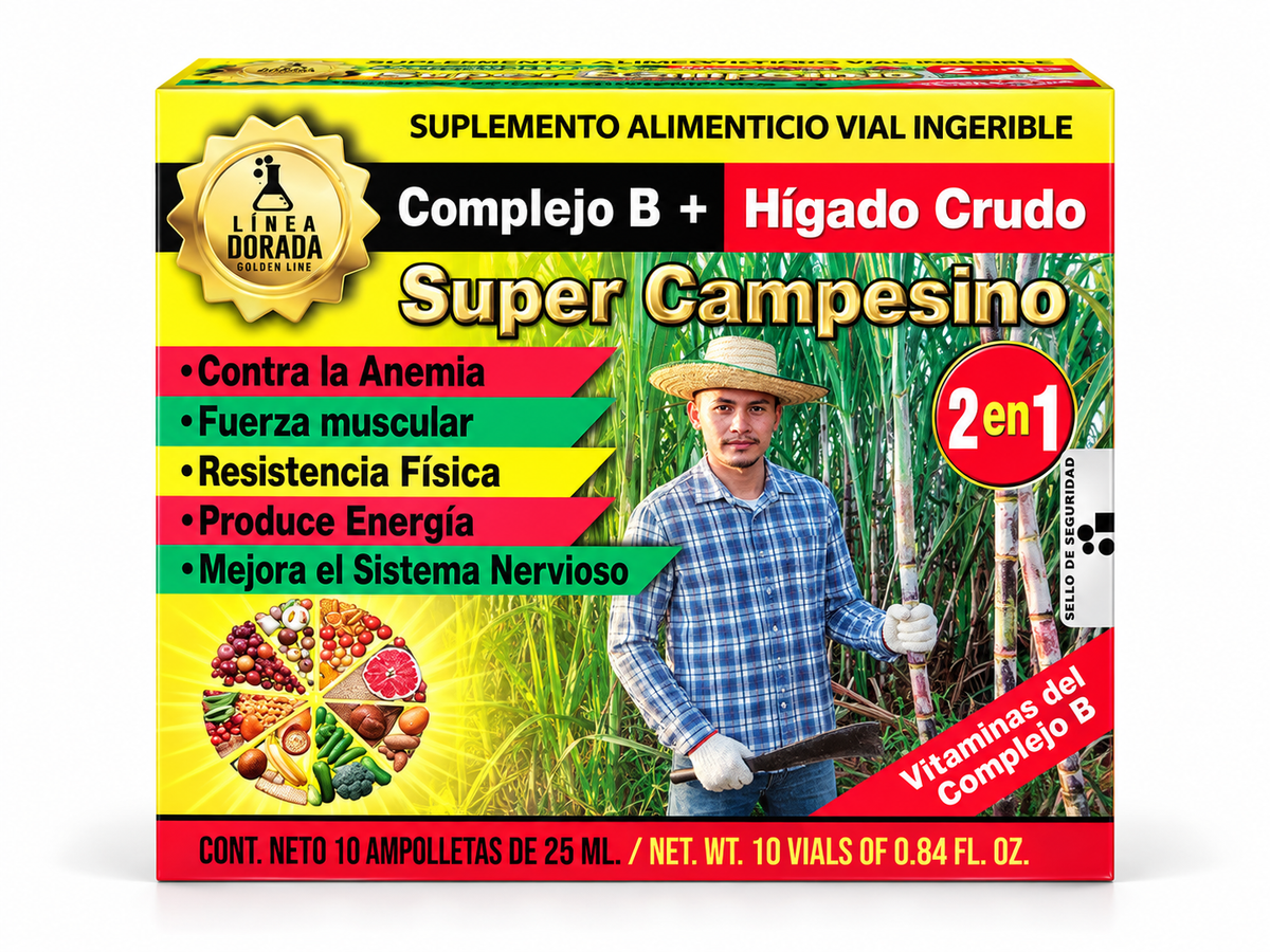 Súper Campesino 2-in-1 Complejo B + Hígado Crudo – Dietary Supplement with B-Complex Vitamins and Raw Liver, Daily Nutritional Support for Adults