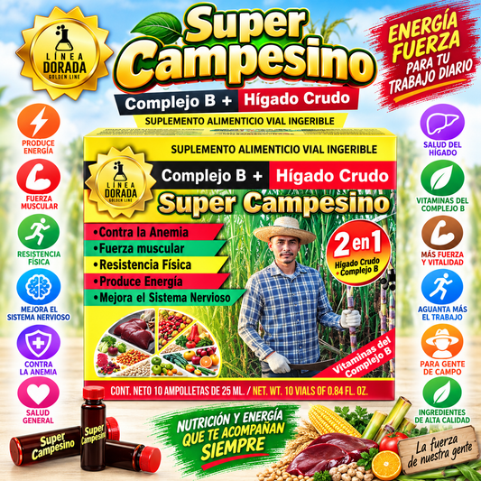 Súper Campesino 2-in-1 Complejo B + Hígado Crudo – Dietary Supplement with B-Complex Vitamins and Raw Liver, Daily Nutritional Support for Adults
