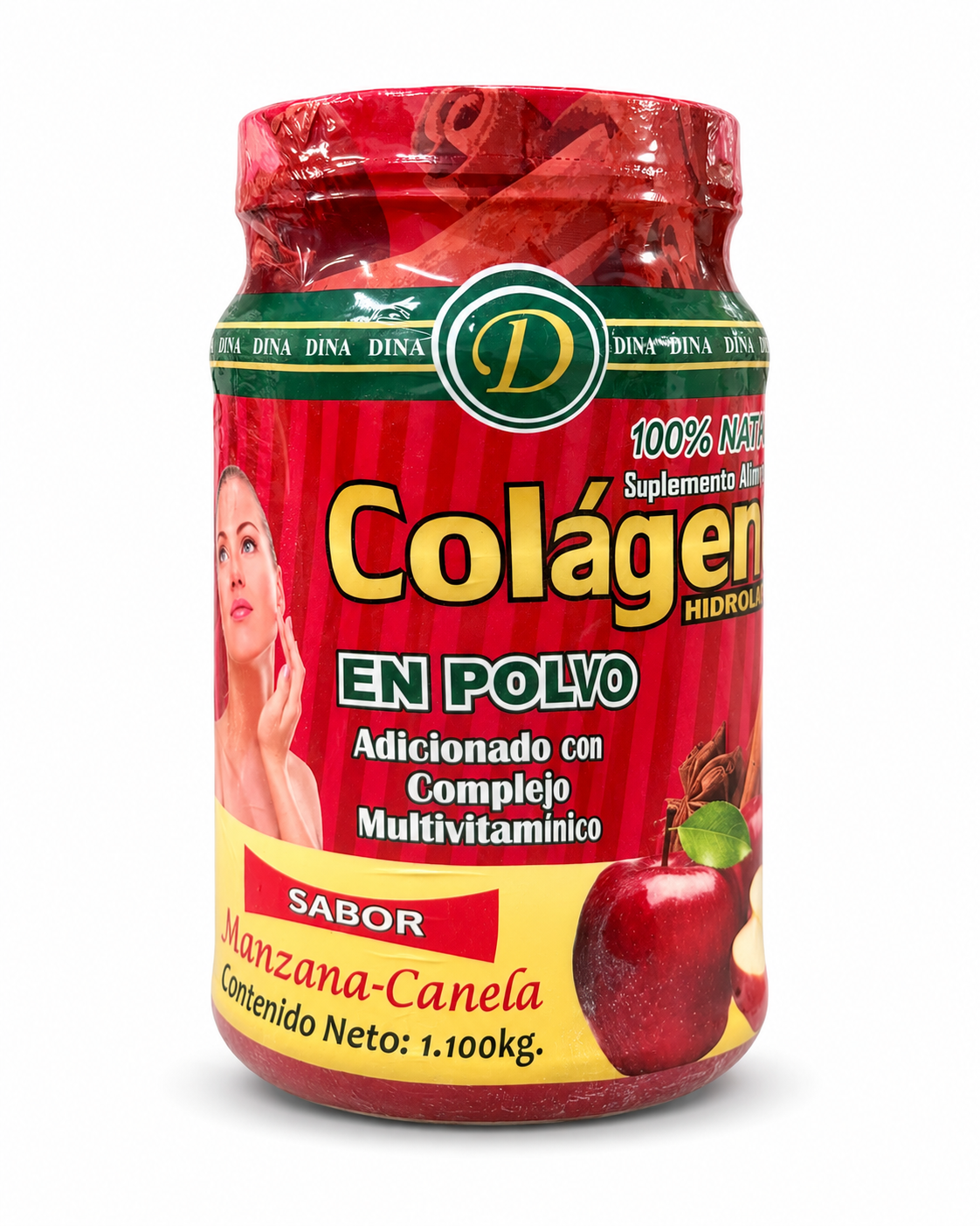 Colágeno Hidrolizado en Polvo con Complejo Multivitamínico – Sabor Manzana-Canela – 1.1 kg