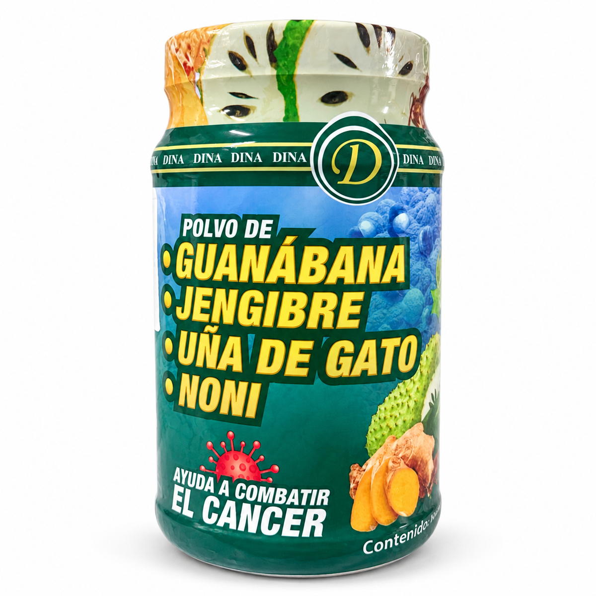 Polvo de Guanábana, Jengibre, Uña de Gato y Noni – DINA