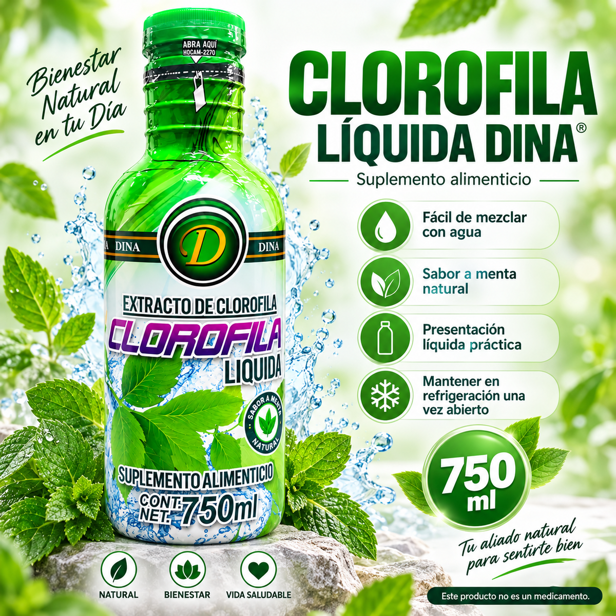 Clorofila Líquida Dina – 750 ml