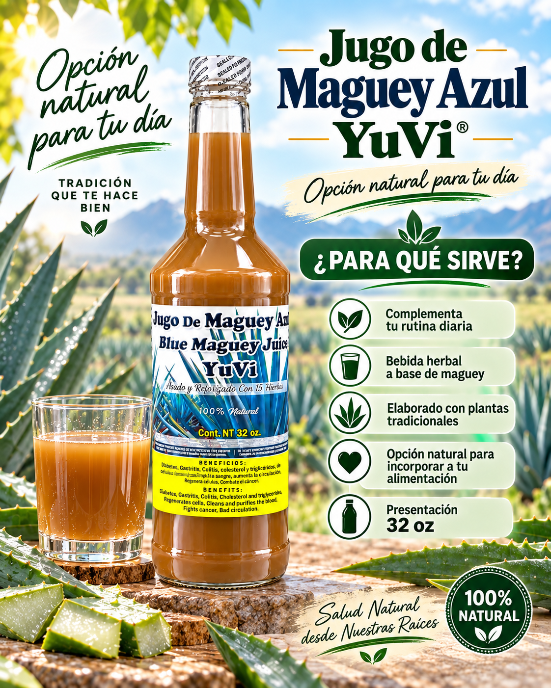 Jugo de Maguey Azul YuVi – 32 oz