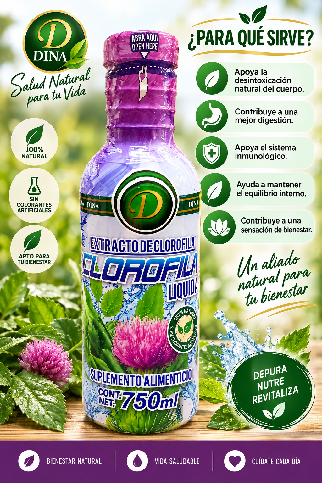 Extracto de Clorofila Líquida DINA – 750 ml