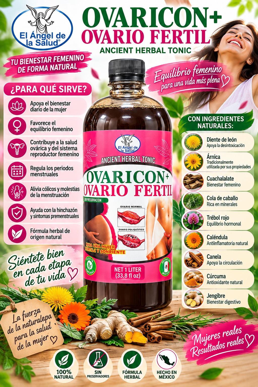 Ovaricón+ Ovario Fértil – Ancient Herbal Tonic | 1 Litro