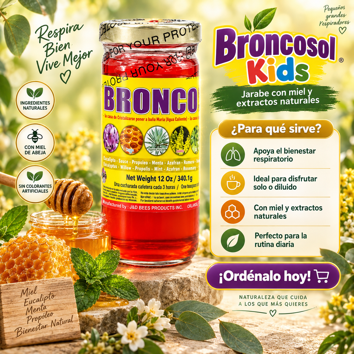 Miel de Broncosol Jarabe Kids – 12 oz