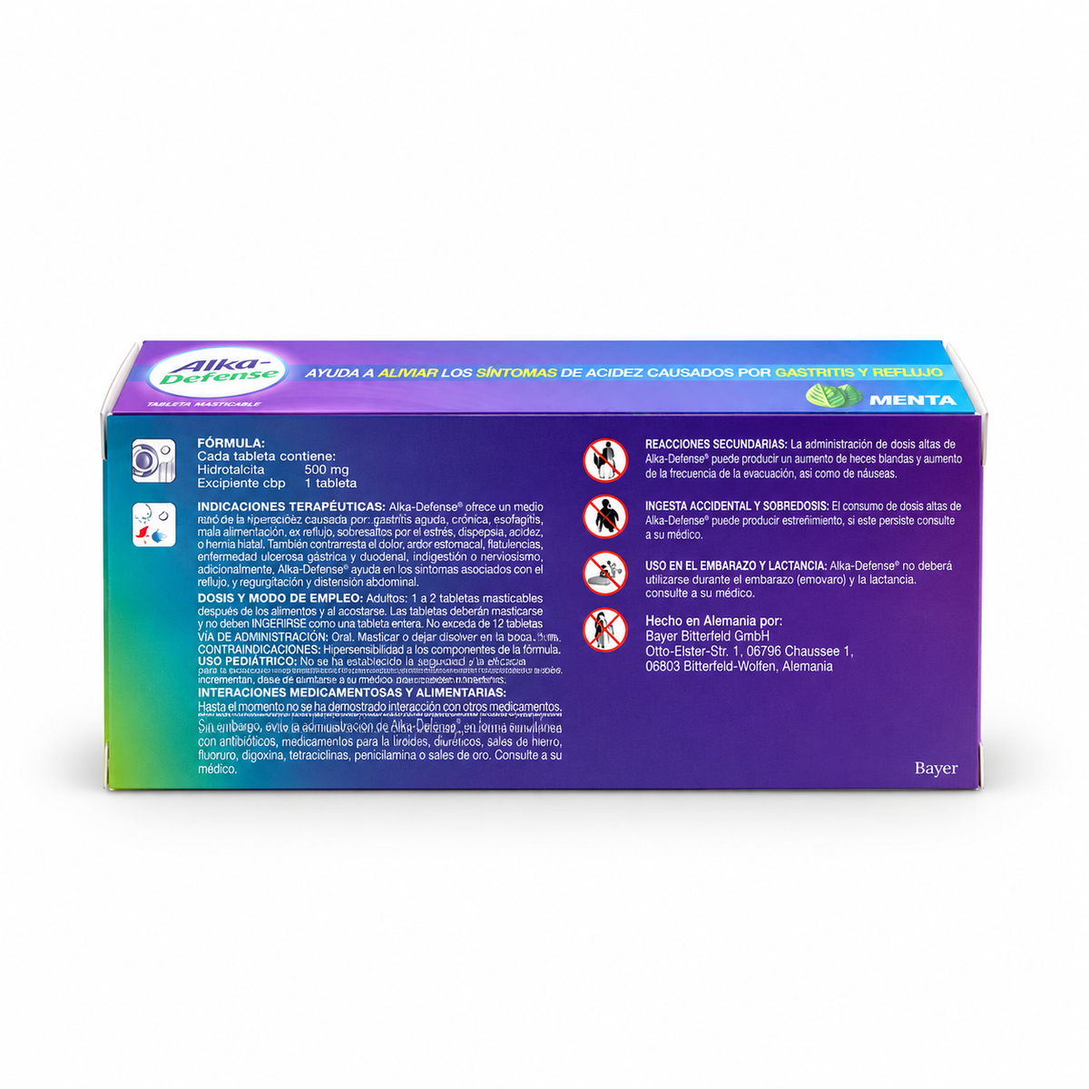 Alka-Defense Hidrotalcita 500 mg – Tabletas Masticables Sabor Menta, 50 table