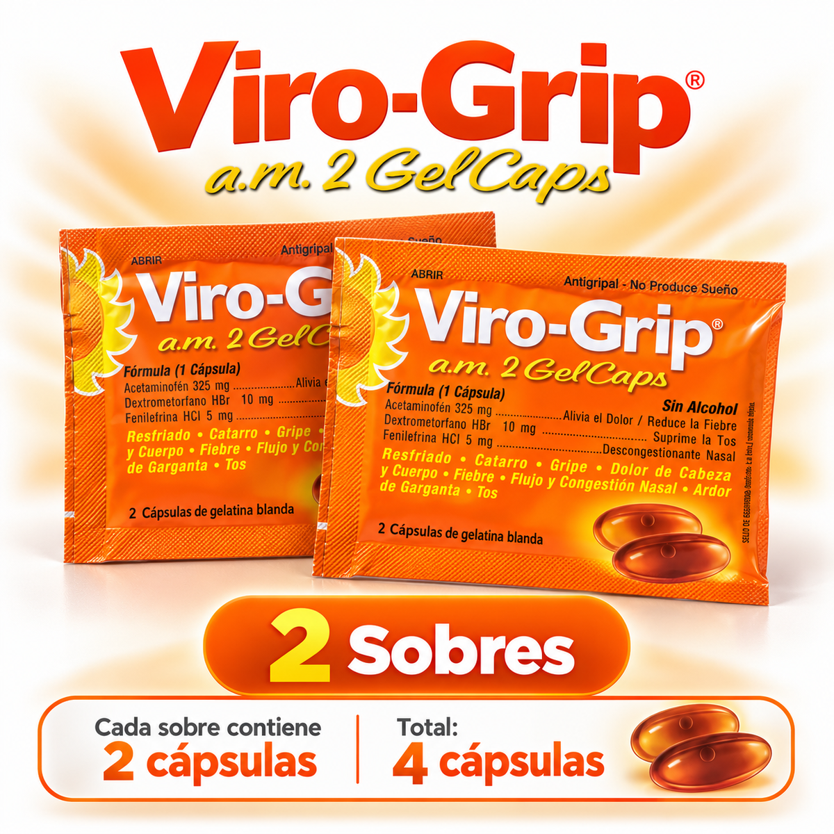 Viro-Grip a.m. 2 GelCaps – Sobres Individ