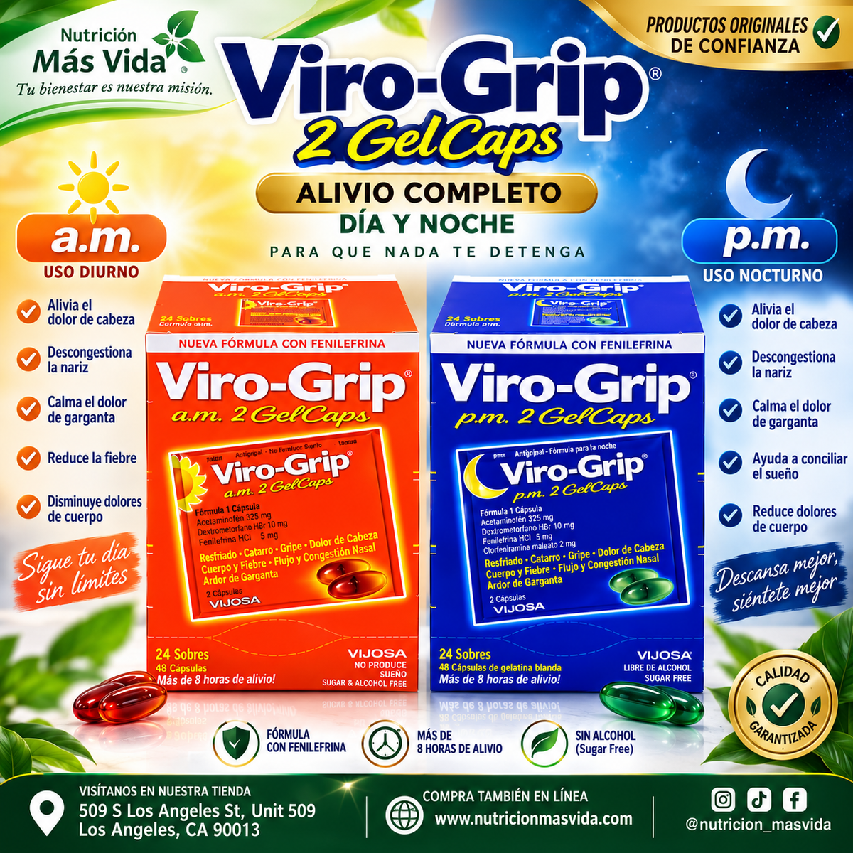 Viro-Grip a.m. & p.m. 2 GelCaps – Día y Noche