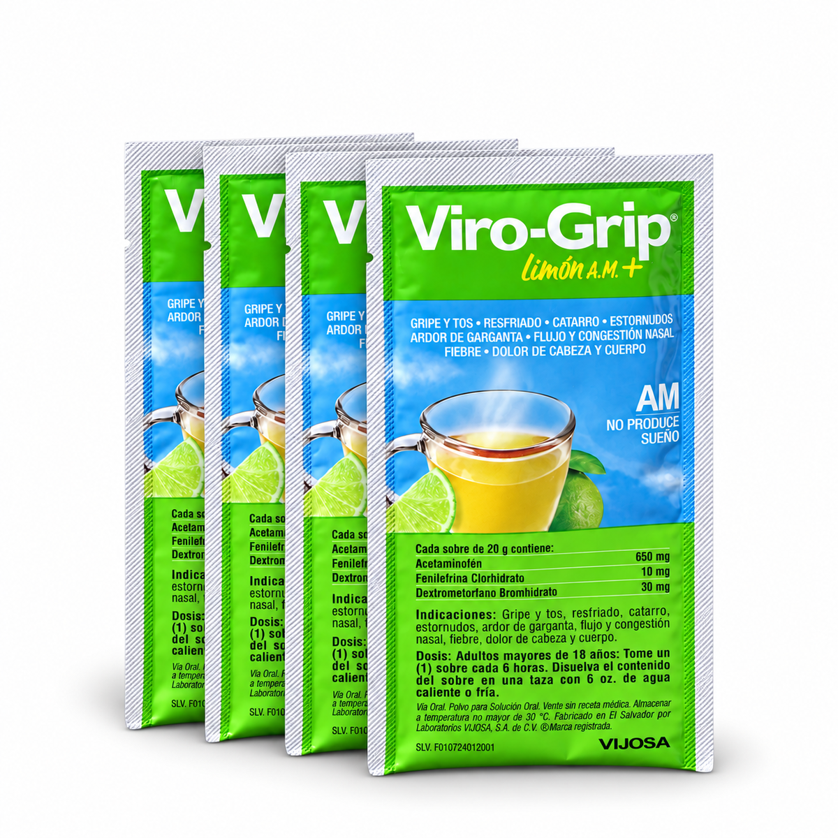 Viro-Grip A.M.+ Día – Sabor Limón | 4 Sobres de 20 g