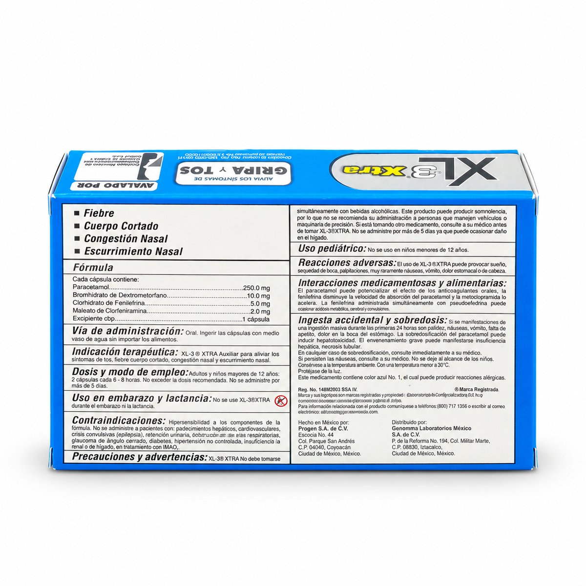 XL-3 Xtra – Alivio de los Síntomas de Gripa y Tos | 12 Cápsulas