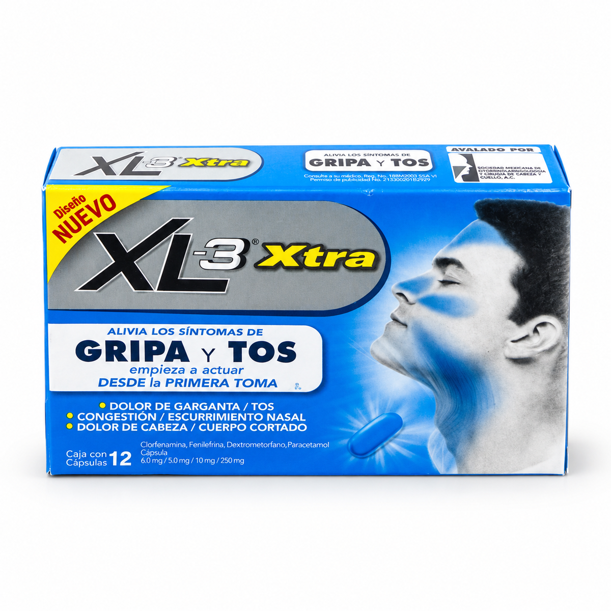 XL-3 Xtra – Alivio de los Síntomas de Gripa y Tos | 12 Cápsulas