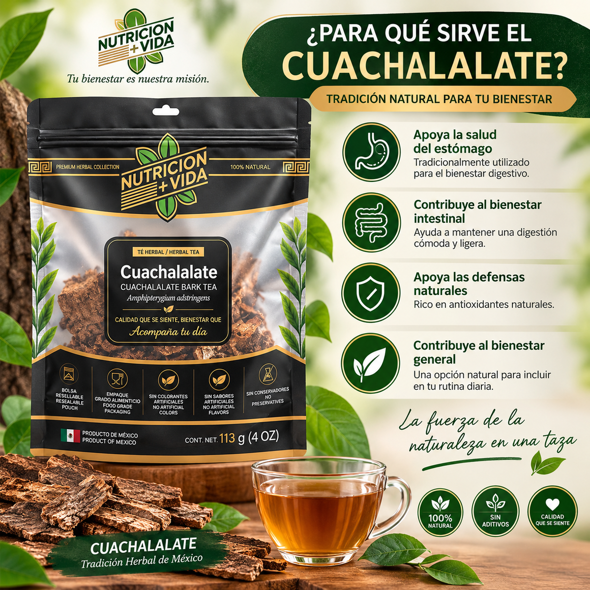 Cuachalalate Natural – Té Herbal de Corteza | 4 oz (113 g)