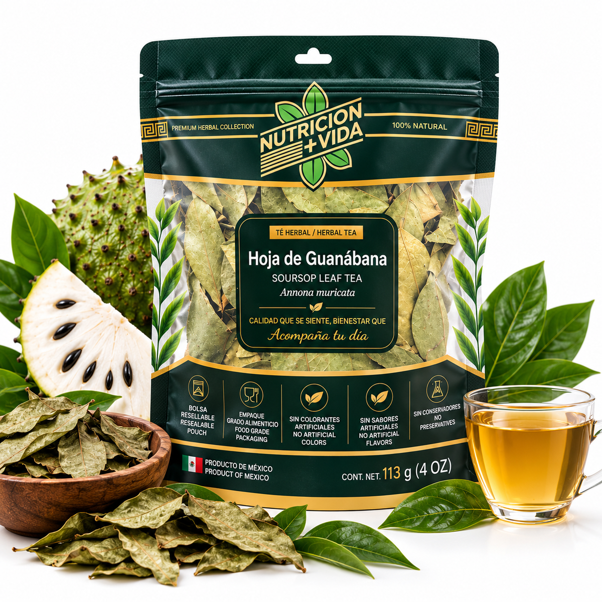 Hoja de Guanábana 100% Natural – Té Herbal | 4 oz (113 g)