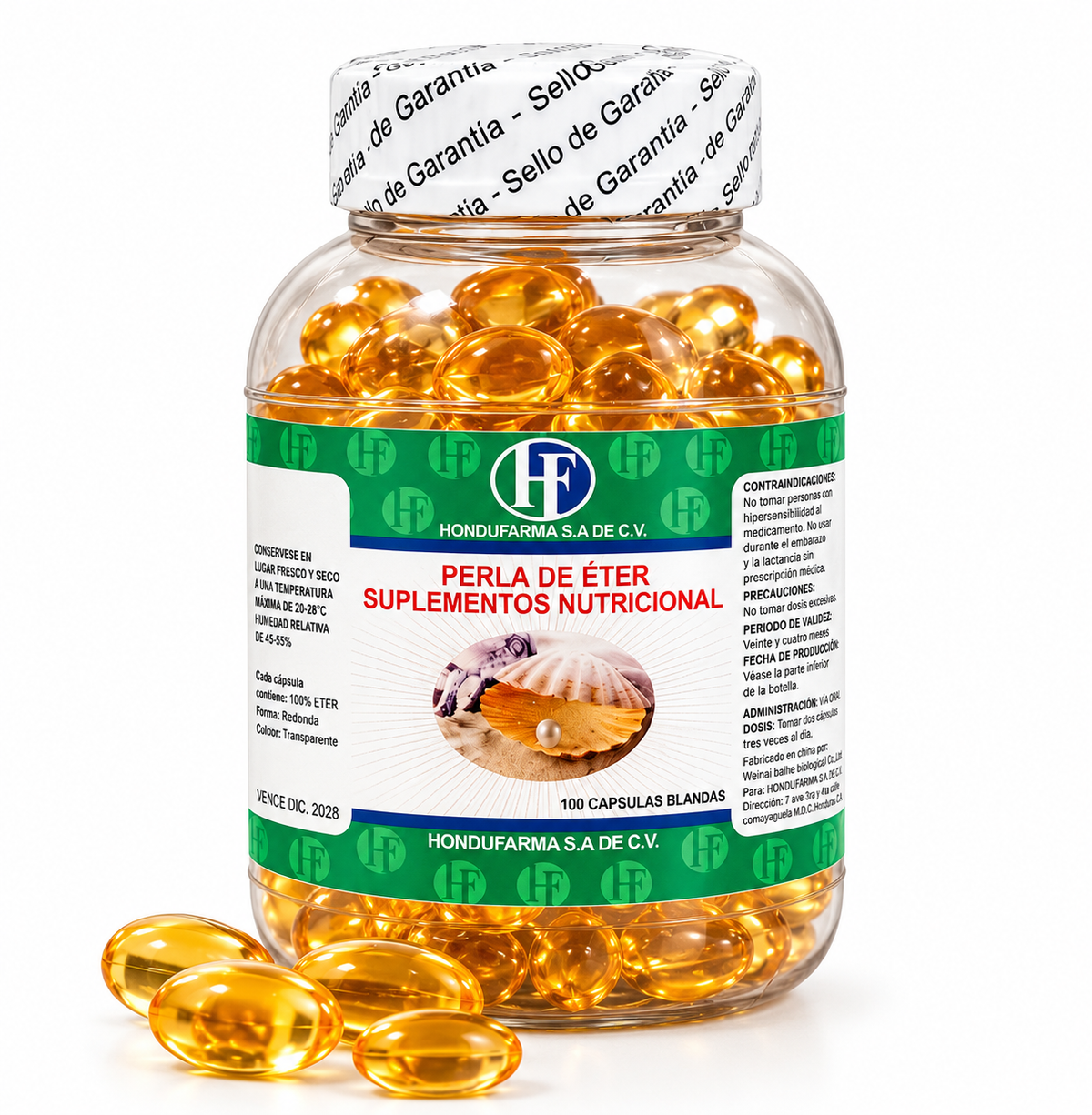 Perla de Éter Hondufarma – 100 Cápsulas Blandas
