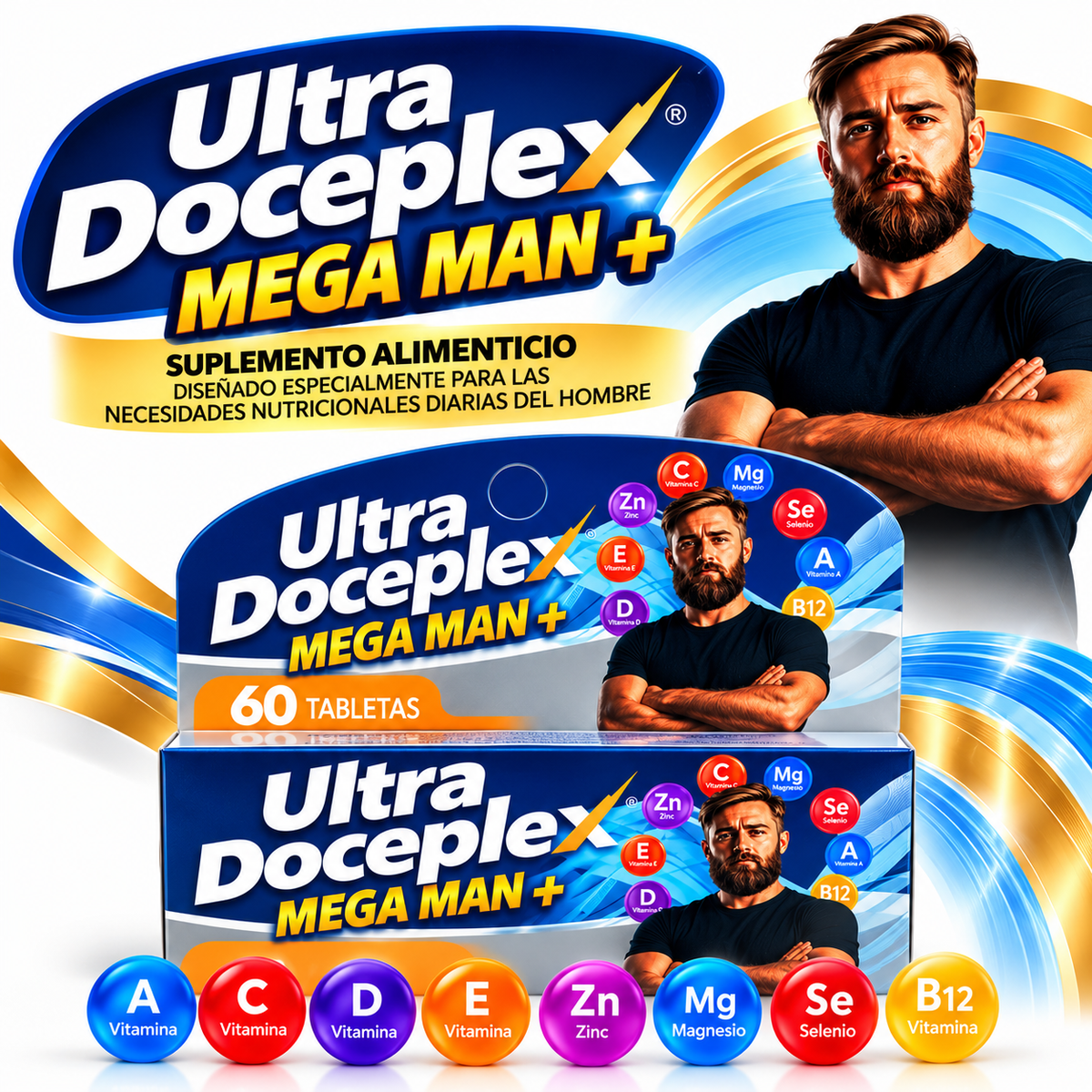 Ultra Doceplex Mega Man+ – 60 Tabletas | Multivitamínico para Hombre