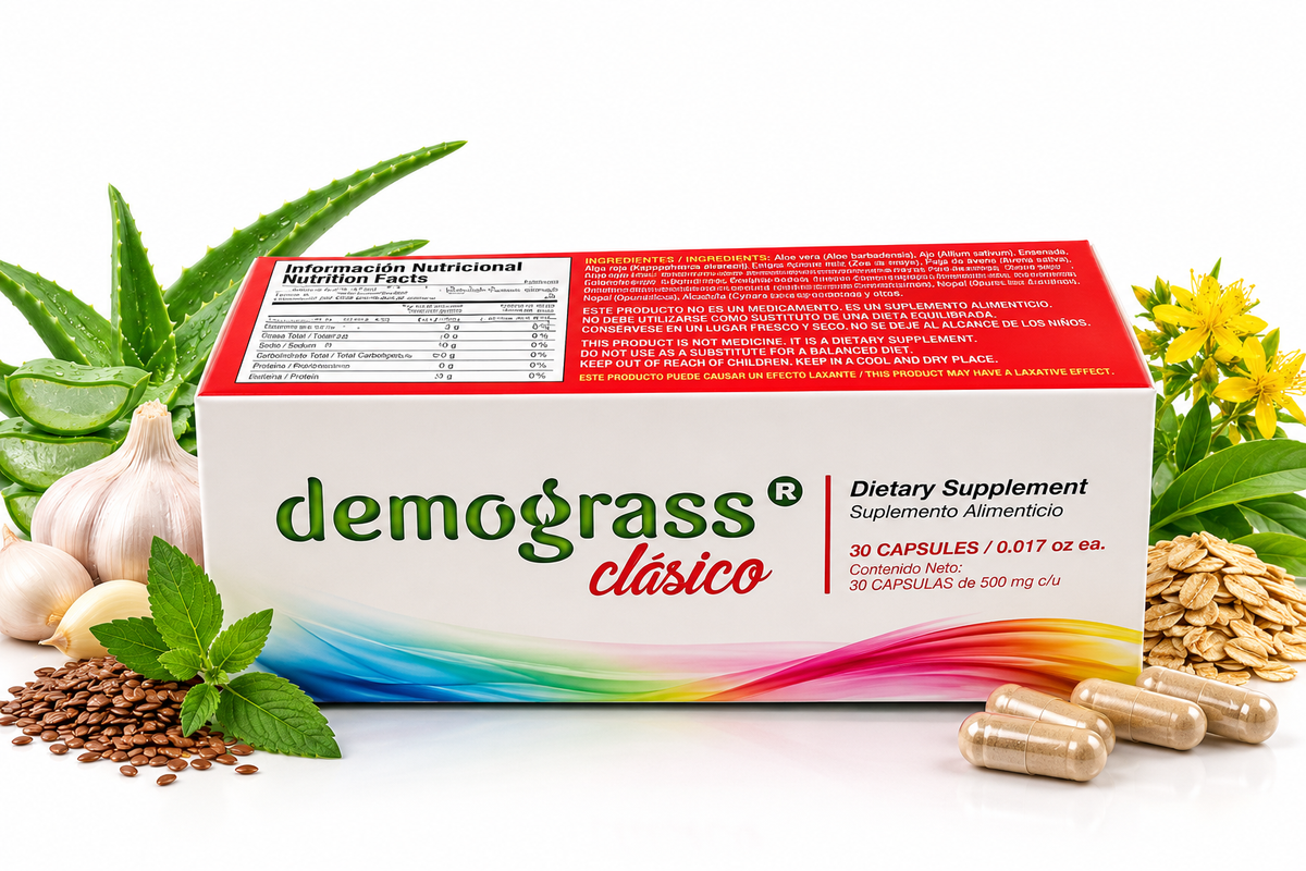 Demograss Clásico – Suplemento Alimenticio Natural | 30 Cápsulas de 500 mg