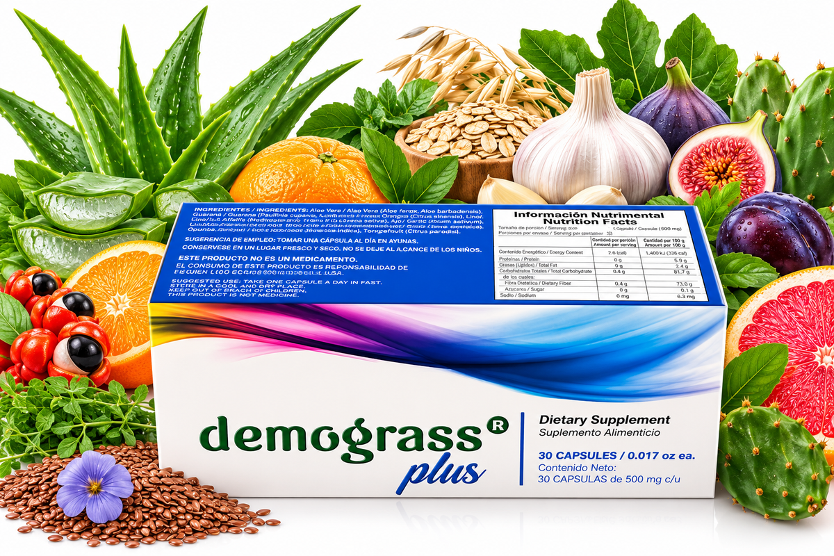 Demograss Plus – Suplemento Alimenticio Herbal | 30 Cápsulas de 500 mg