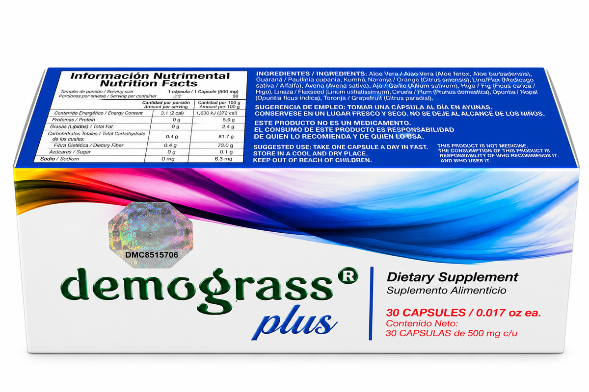 Demograss Plus – Suplemento Alimenticio Herbal | 30 Cápsulas de 500 mg
