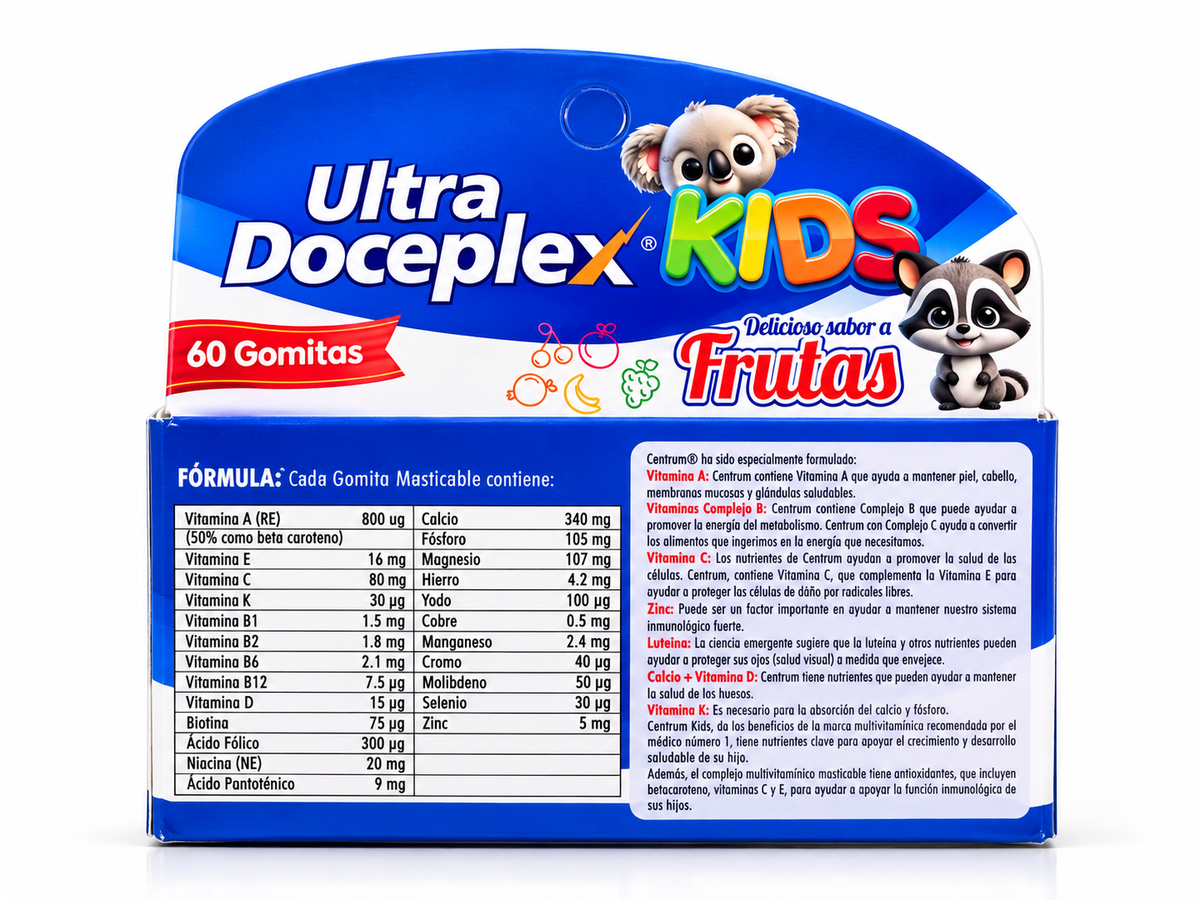 Ultra Doceplex Kids – Multivitamínico Infantil | 60 Gomitas Sabor a Frutas