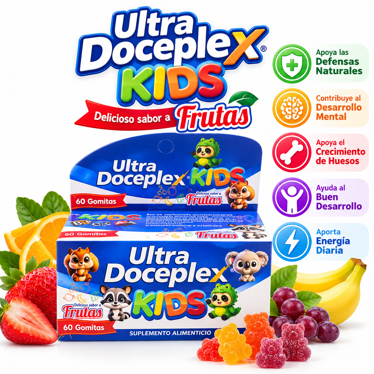 Ultra Doceplex Kids – Multivitamínico Infantil | 60 Gomitas Sabor a Frutas