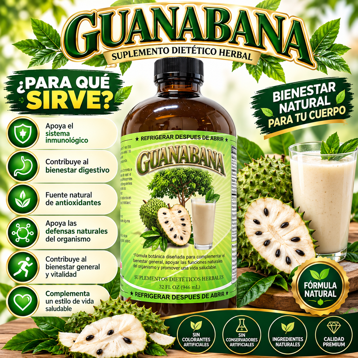 Clorofila con Menta – Tónico Herbal Natural 32 fl oz (946 mL)