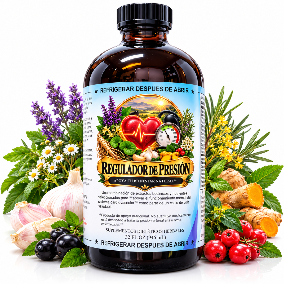 Regulador de Presión – Tónico Herbal Natural 32 fl oz (946 mL)