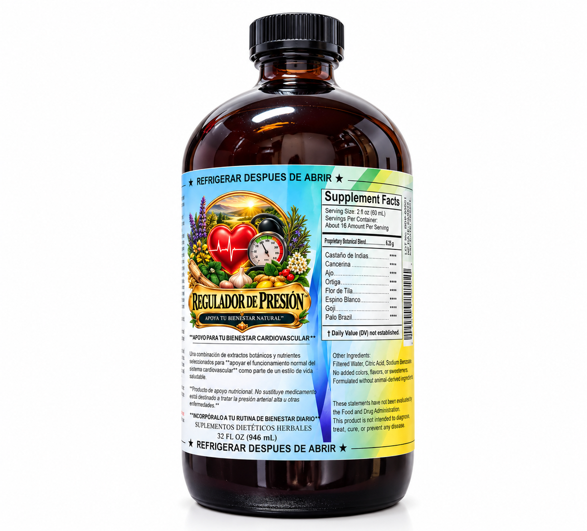Regulador de Presión – Tónico Herbal Natural 32 fl oz (946 mL)