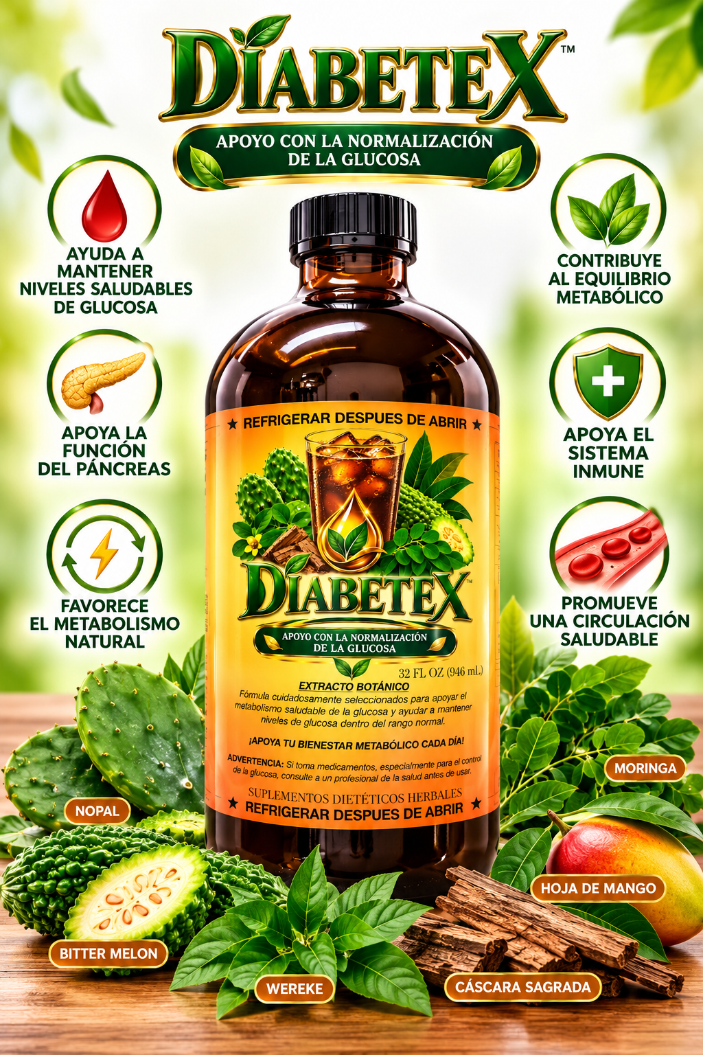 Diabetex – Tónico Herbal Natural 32 fl oz (946 mL)