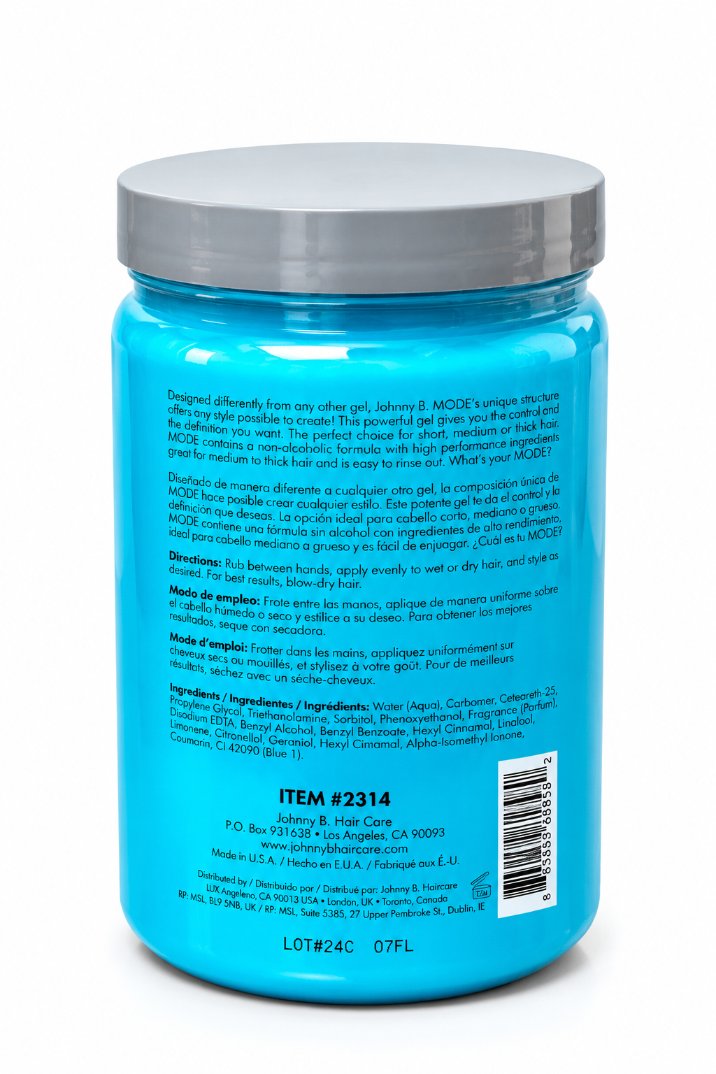 Johnny B Mode Styling Gel 32 oz (946 ml) – Gel Profesional de Fijación y Definición