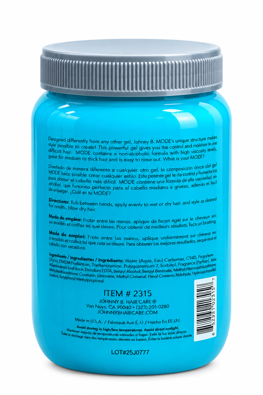 Johnny B. Mode Styling Gel – Gel Moldeador Profesional para Cabello | 64 oz (1814 g)