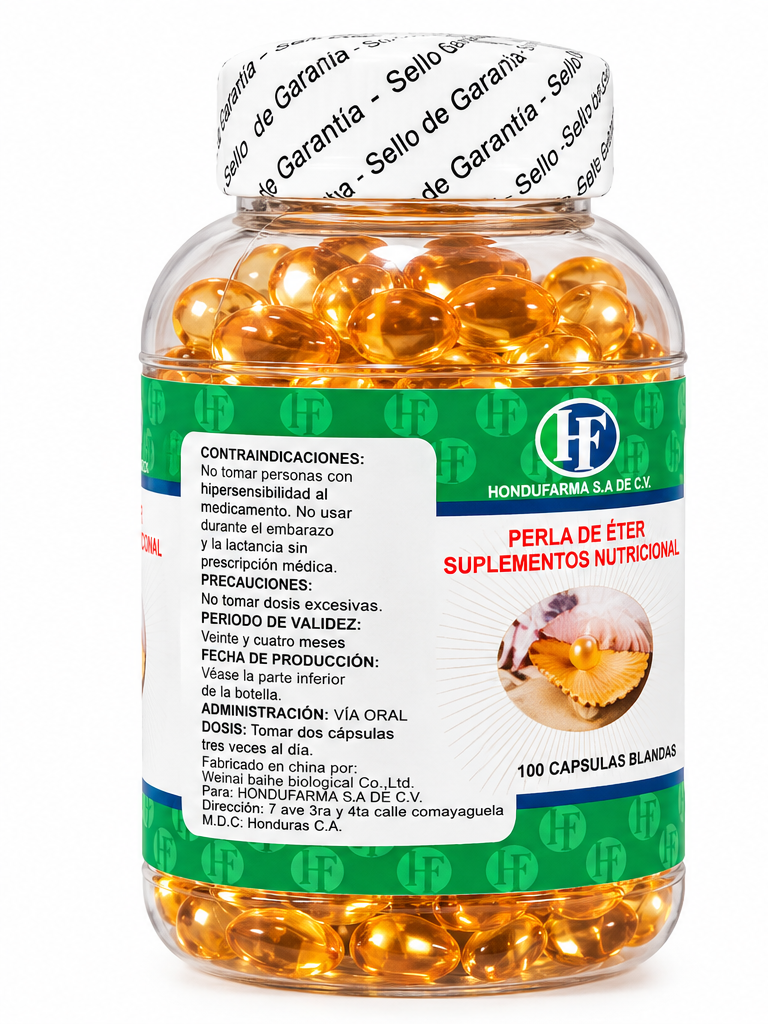 Perla de Éter Hondufarma – 100 Cápsulas Blandas